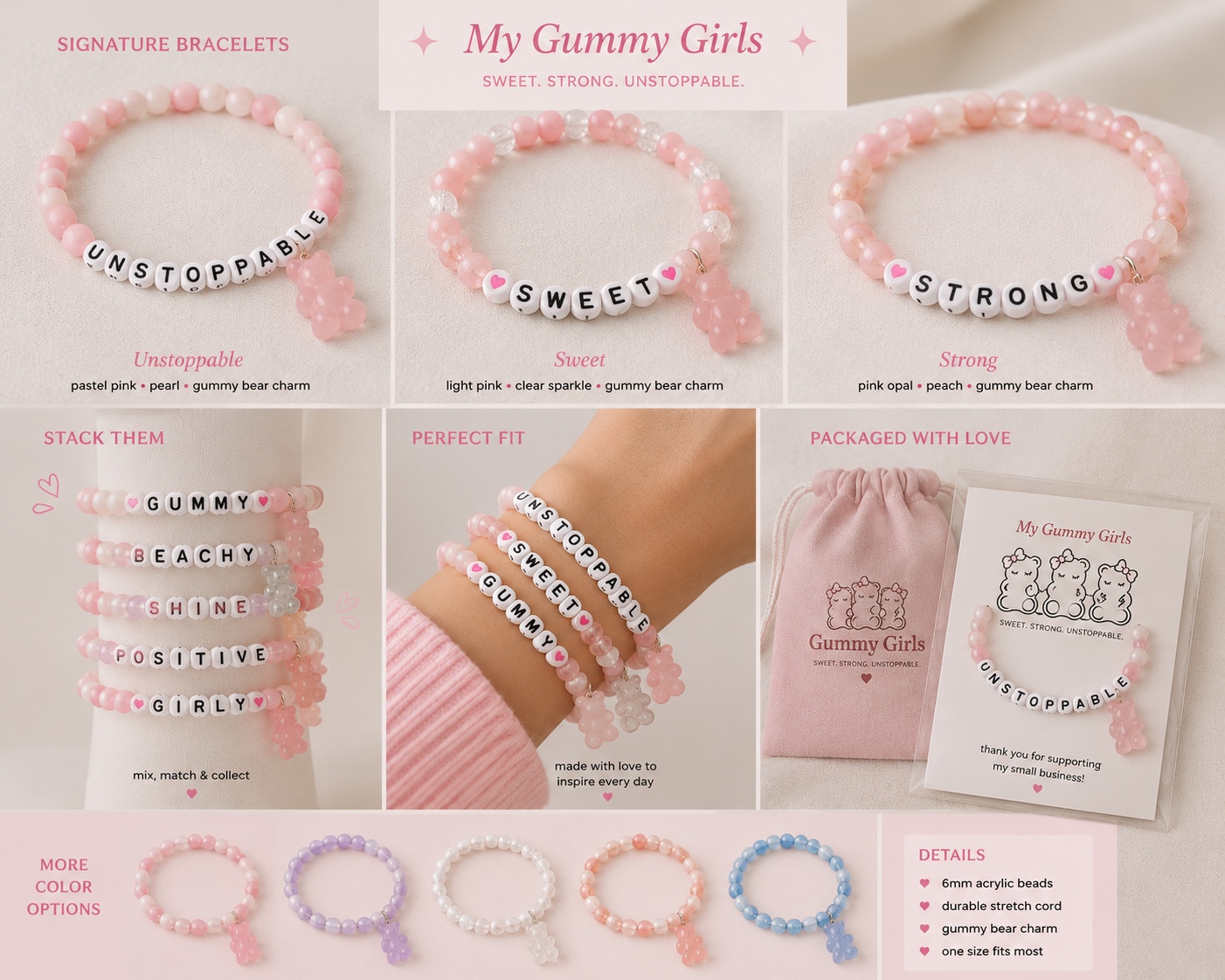 Pink My Gummy Girls bracelets