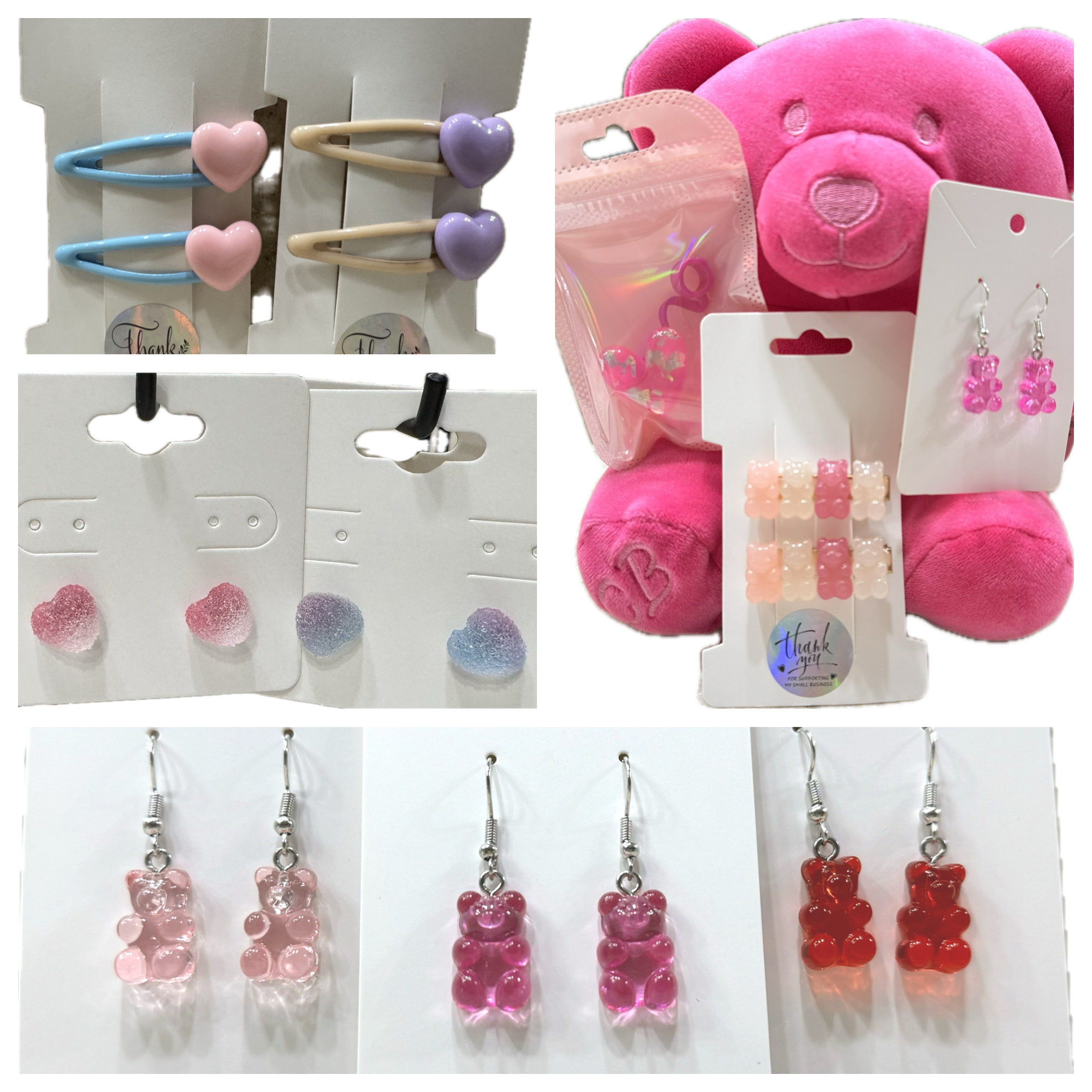 My Gummy Girls hair clips and gummy bear earrings